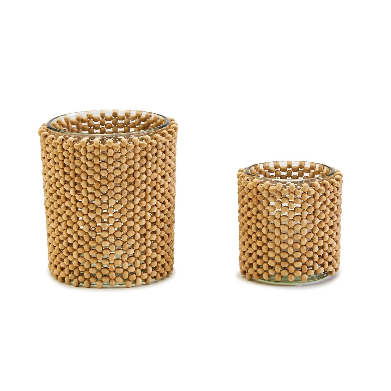 Beaded Tealight Candleholders, Set of 2