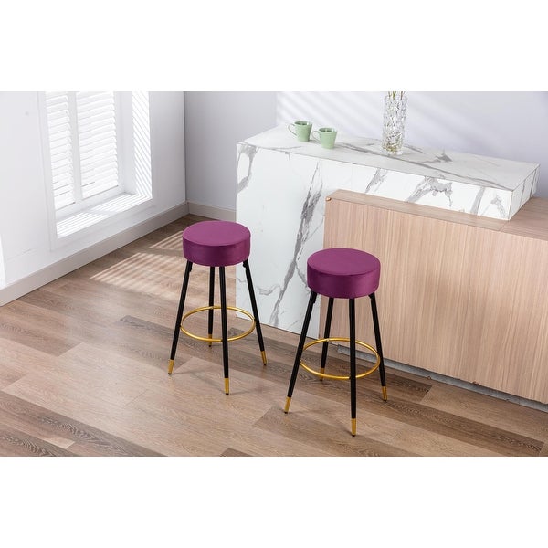 30.11 in. Set of 2 Metal Frame Bar Stool with Velvet Seat