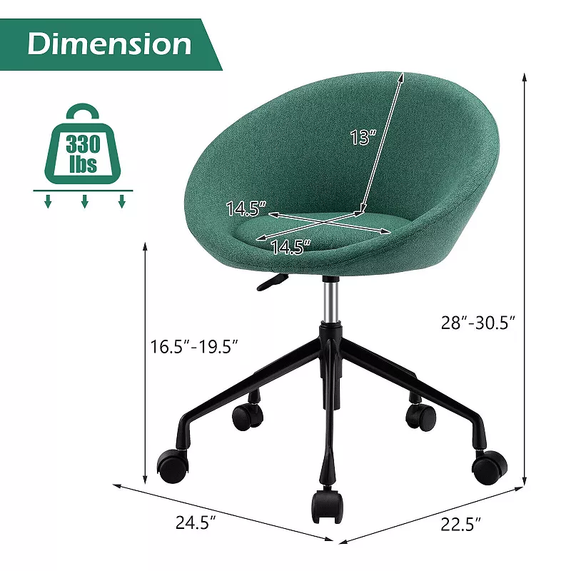 Adjustable Swivel Accent Chair Vanity Chair with Round Back