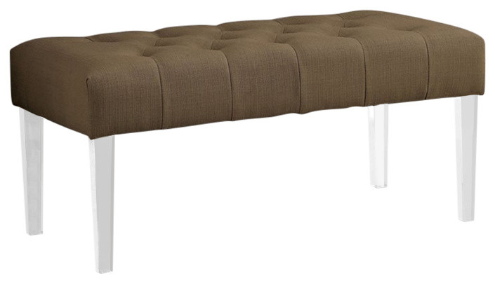 Furniture of America Paz Contemporary Fabric Tufted Bench in Brown   Contemporary   Upholstered Benches   by Homesquare  Houzz