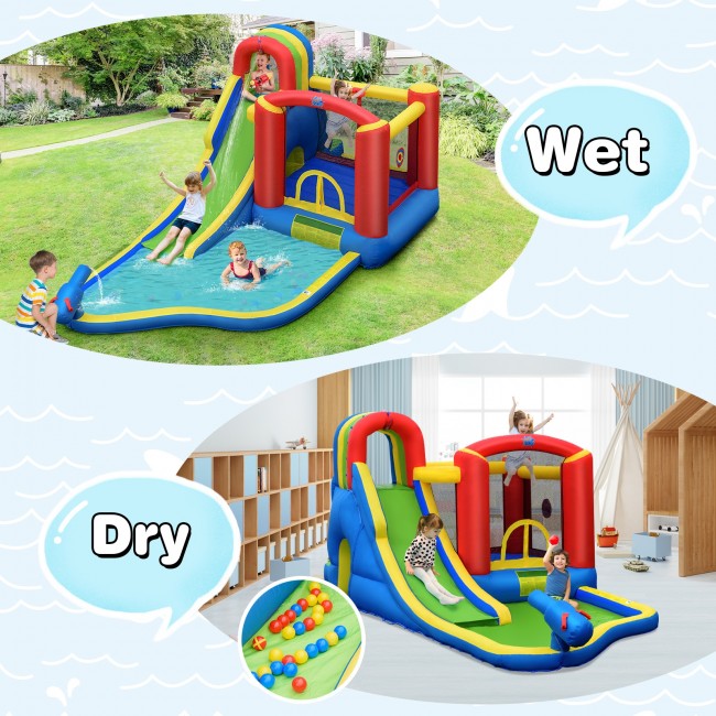 SUGIFT Inflatable Kid Bounce House Slide Climbing Splash Park Pool Jumping Castle Without Blower