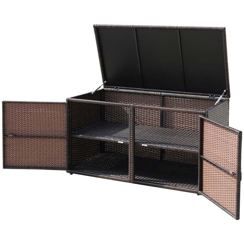 88 Gallon Rattan Outdoor Deck Storage Box Patio Container