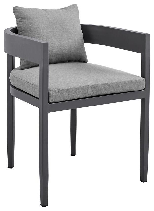 Argiope Outdoor Patio Dining Chairs in Aluminum with Grey Cushions   Set of 2   Transitional   Outdoor Dining Chairs   by GwG Outlet  Houzz