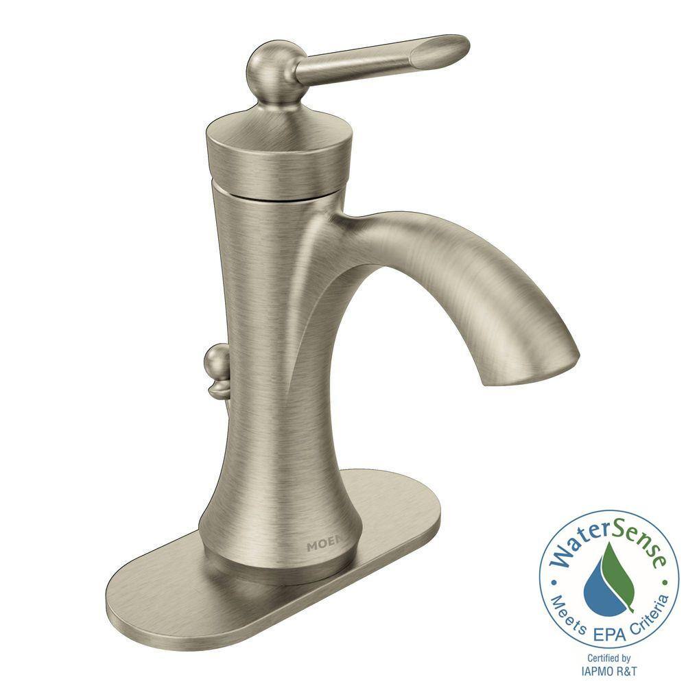 MOEN Wynford Single Hole Single-Handle High-Arc Bathroom Faucet in Brushed Nickel 4500BN