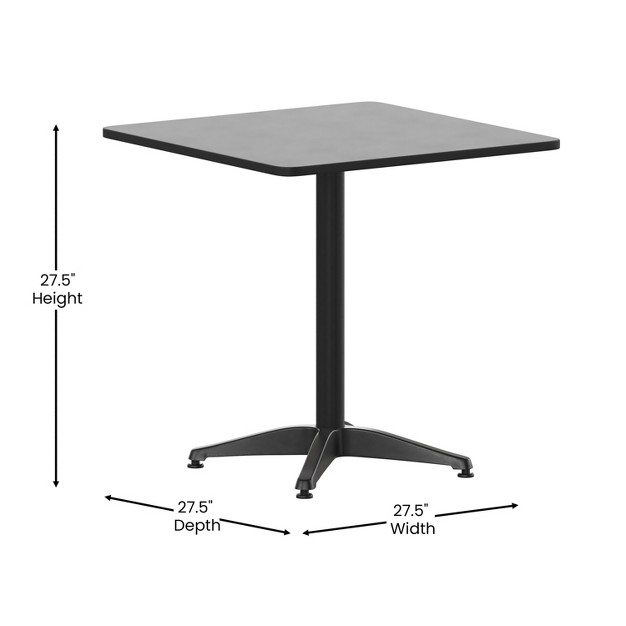 Flash Furniture Mellie 27 5 x27 x27 Square Aluminum Indoor outdoor Table With Base