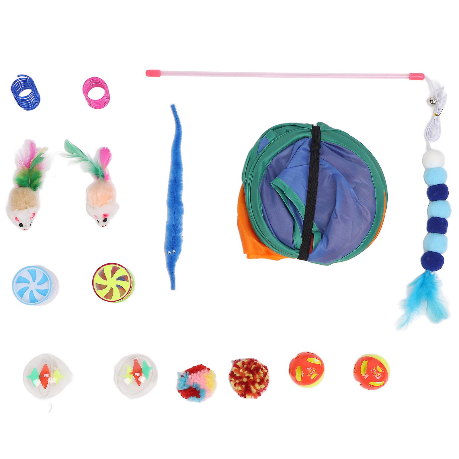 15pcs Cat Toy Set Interactive Toxic Free Tent Ball Mouse Springs Funny Kitten Toy Assortment