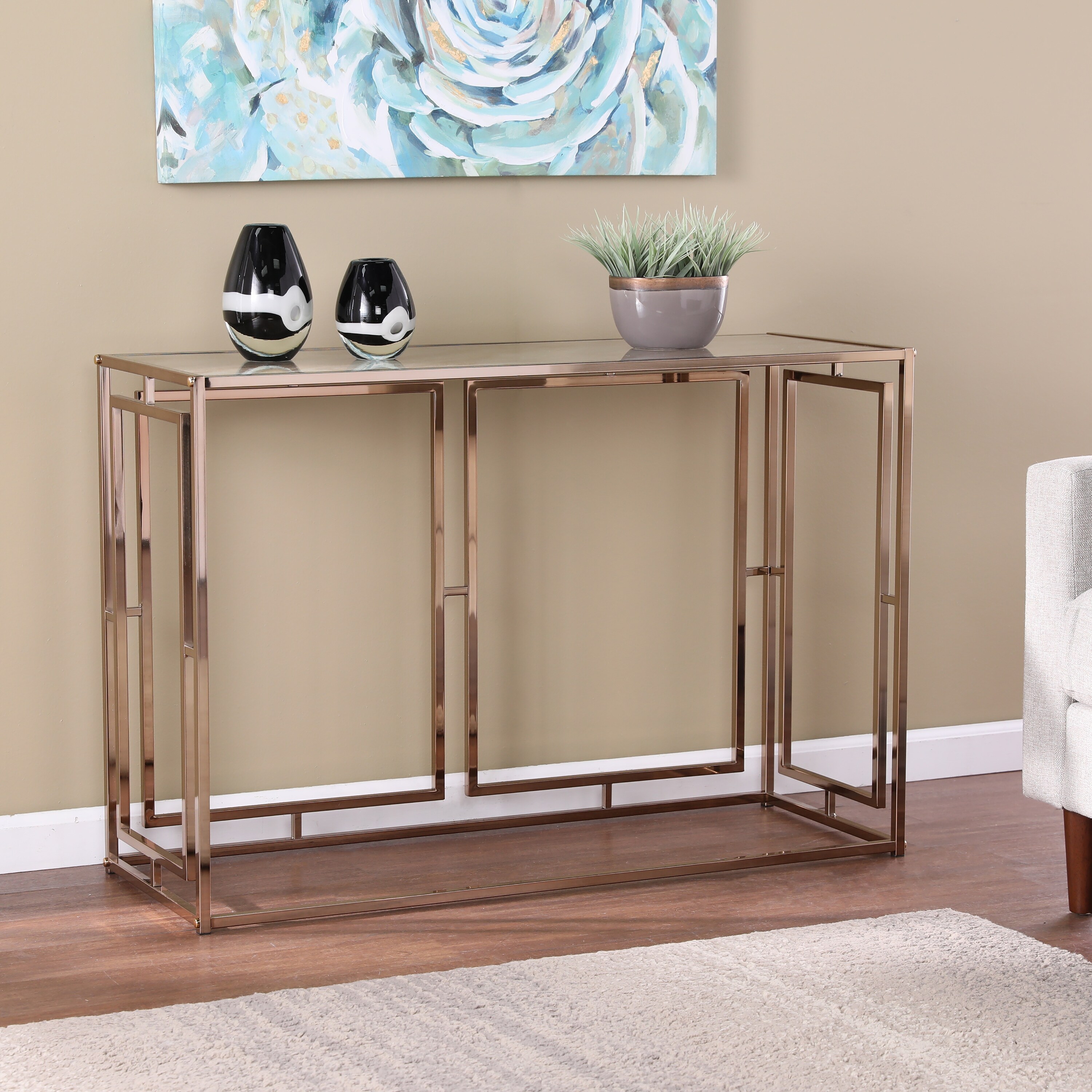 SEI Furniture Simons Faux Marble Console Table