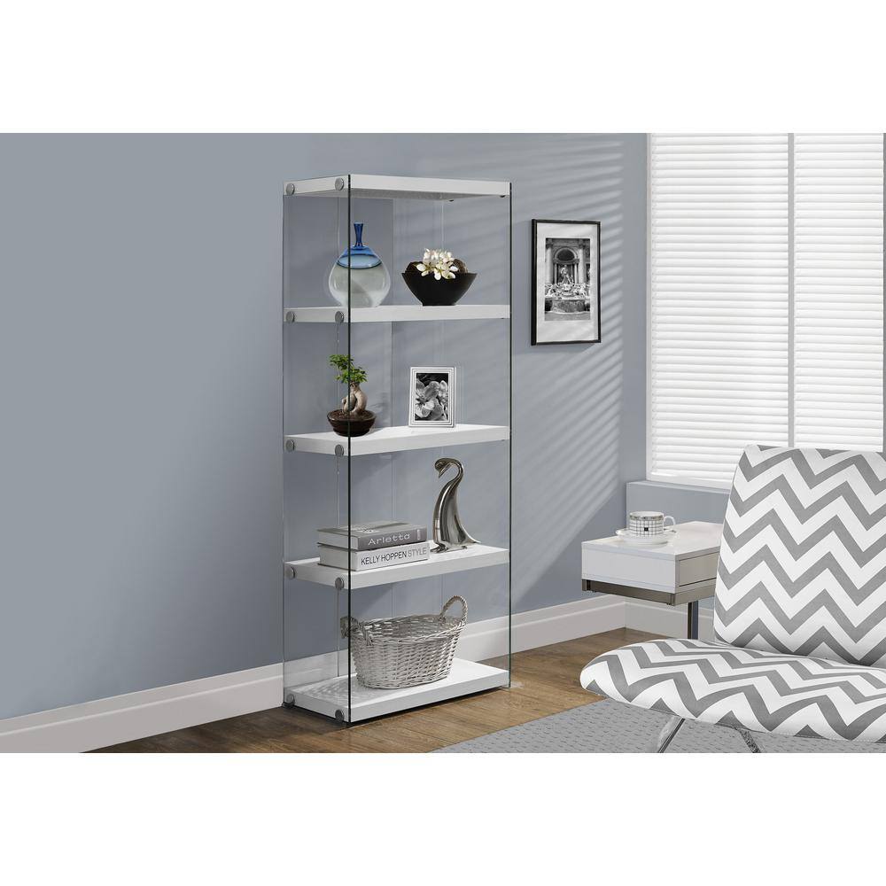 Glossy White with Tempered Glass Etagere HD3289