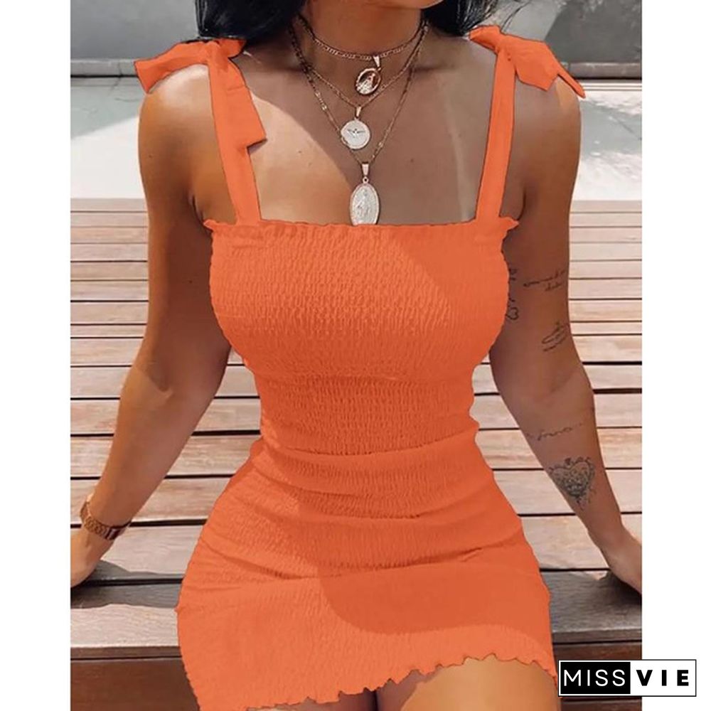 Plus Size Women Fashion Off Shoulder Sleeveless Smocked Bodycon Dress Women Strapless Mini Dresses Ladies Short Party Club Printing Dress