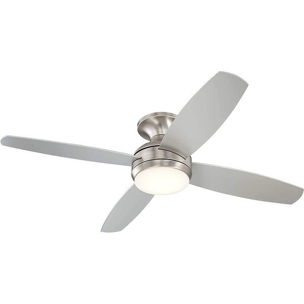 Elite Modern Industrial Hugger Low Profile Indoor Ceiling Fan with LED Light Dimmable Remote Control White Matte Opal Glass Shopping - The Best Deals on Ceiling Fans | 41540803