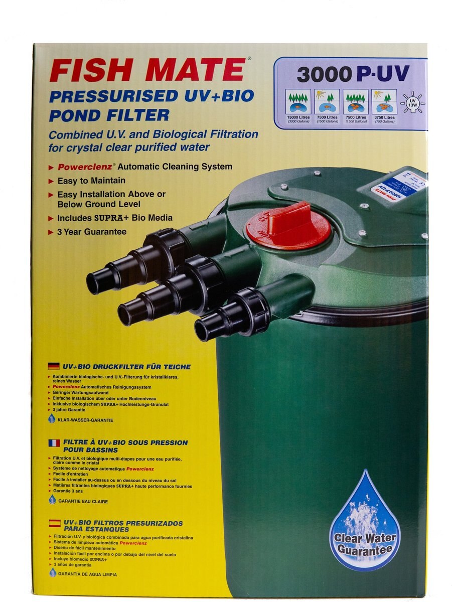 Fish Mate 3000 PUV Pressurised Pond Filter， 1500 GPH