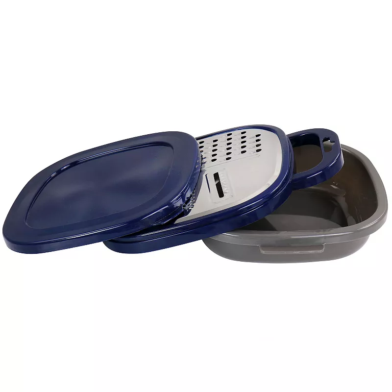 Oster Cocina Flat Bluemarine 3 Piece Grater and Container Set in Navy