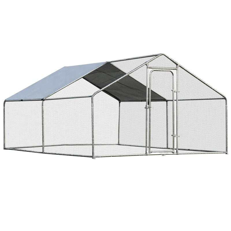 10' x 13¡® Large Metal Chicken Coop Run Walk-in Poultry Cage Hen Run House Shade Cage for Outdoor Backyard Farm