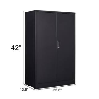 VERYKE Modern Black Steel Folding File Cabinet with 3-Shelves  2-Doors DB-W124747827