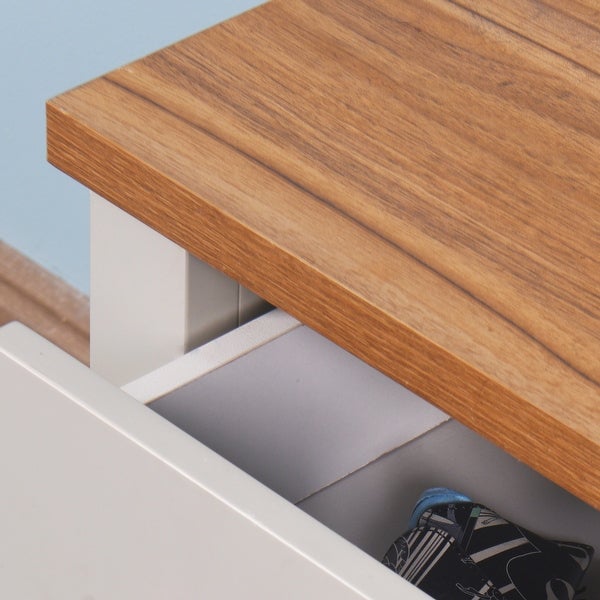 Wooden Side Table， Floor-standing Storage Table with a Drawer