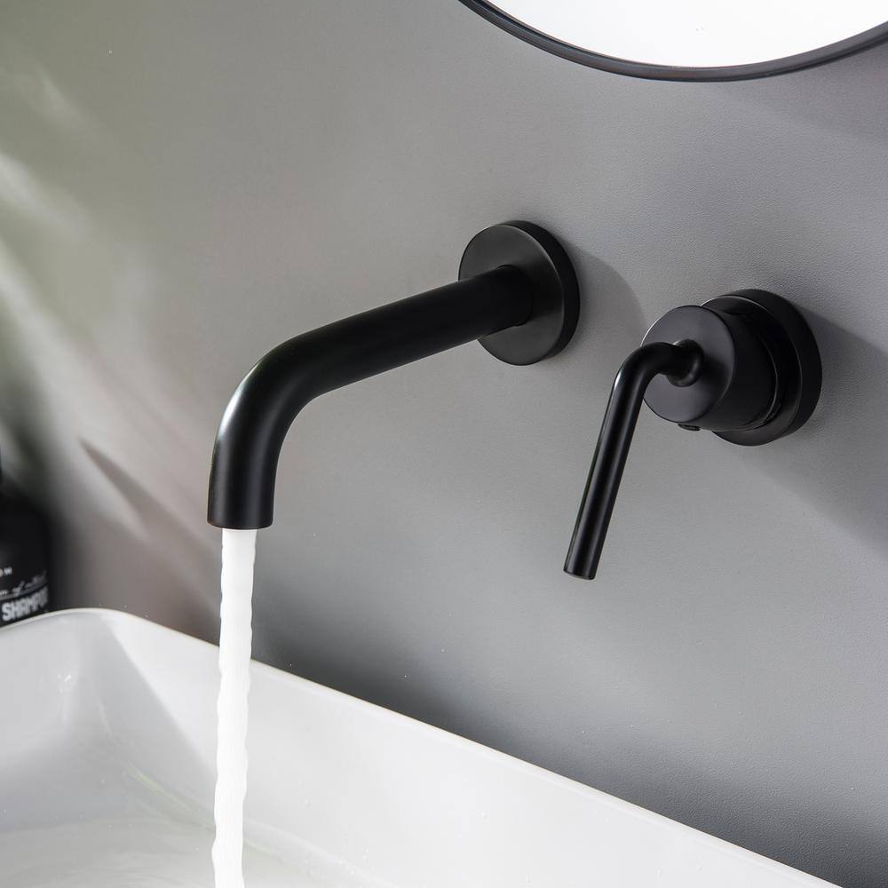 WELLFOR Single-Handle Wall Mounted Faucet in Matte Black WB-FA052MB