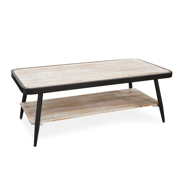 Industrial Style Distressed Whitewash and Gray Coffee Table - 44.7 W x 22 D x 16.2H