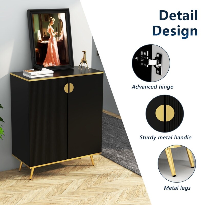 Side cabinet with door  black Sideboard storage cabinet