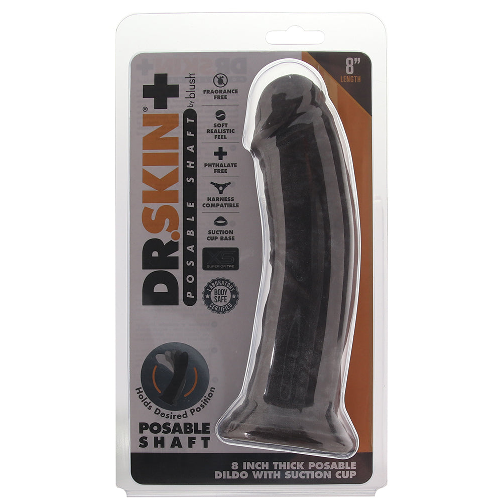 Dr. Skin Plus 8 Inch Thick Posable Dildo in Black