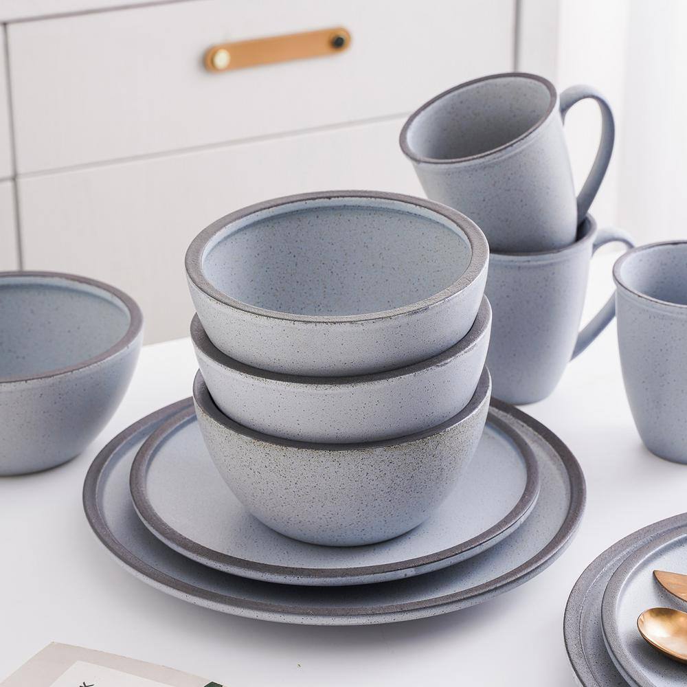 STONE LAIN Stone Lain Tina 32-Piece Dinnerware Set Stoneware Service For 8 Blue and Grey BLB0666-B020002