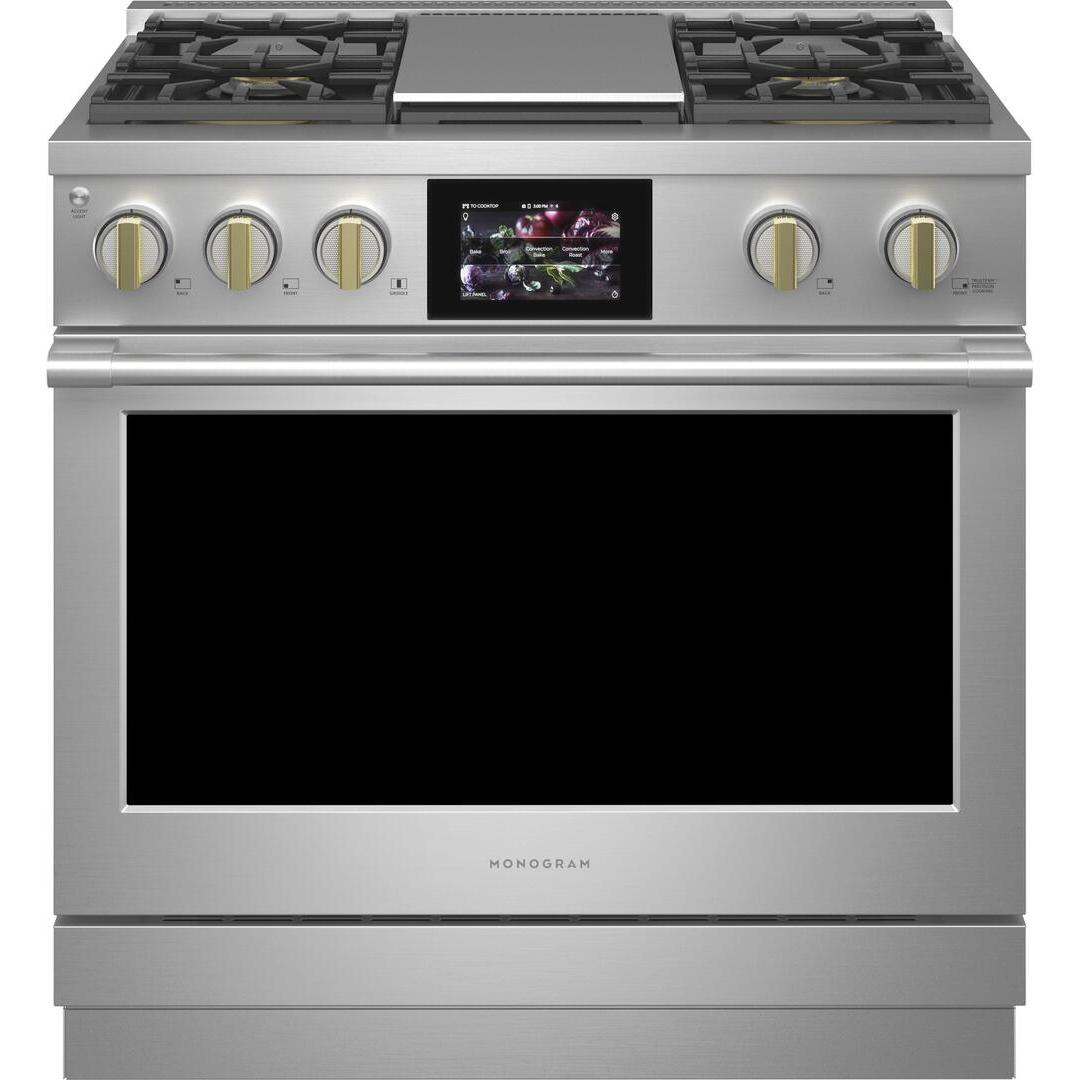 Monogram 36-inch Freestanding Dual-Fuel Range with True European Convection ZDP364NDTSS