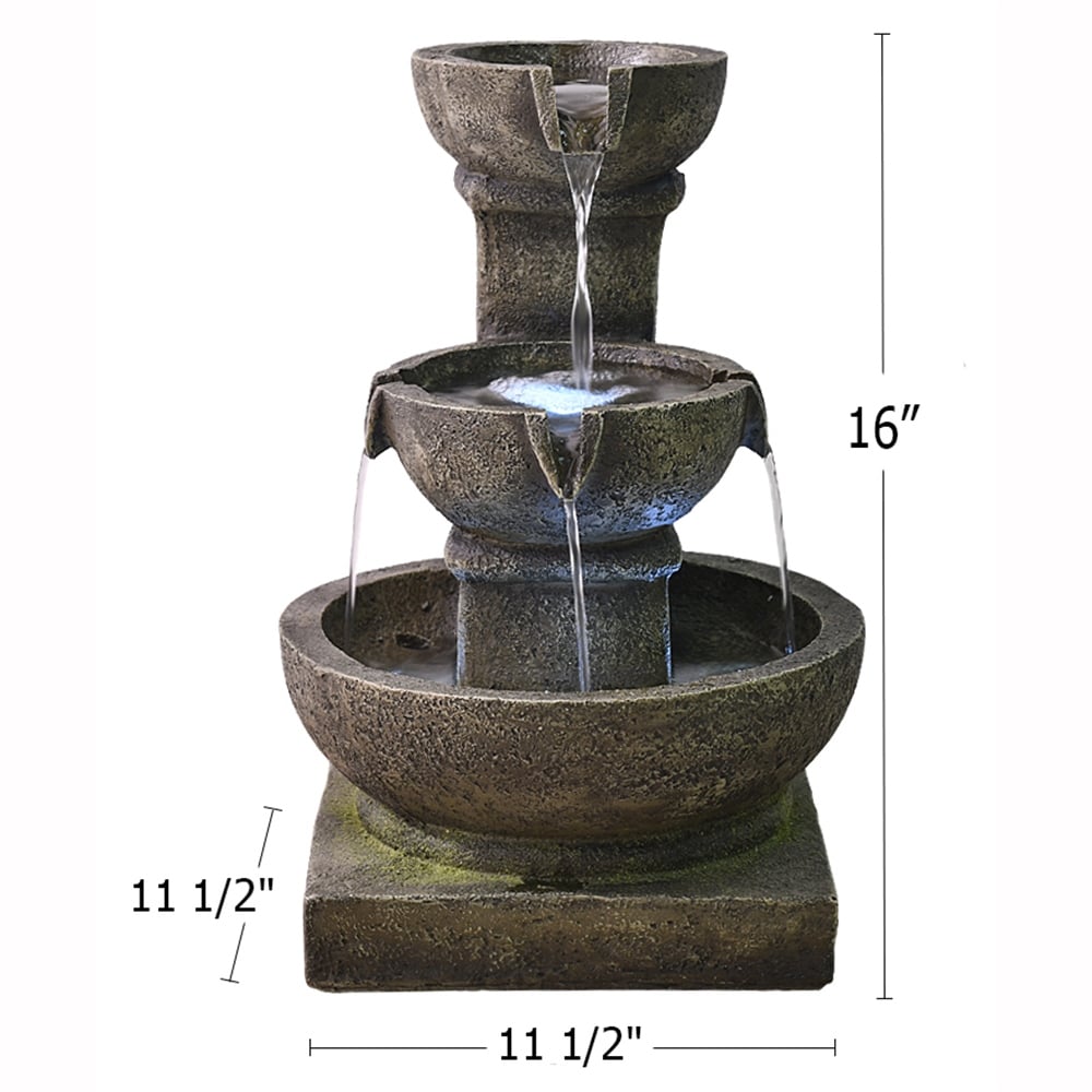 Outdoor Waterfall 3 tier Fountain with LED Light