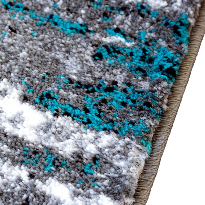 Masada Rugs Masada Rugs Stephanie Collection Modern Contemporary Design 3'x16' Area Rug Runner in Turquoise， Gray， Black and White - Design 1102