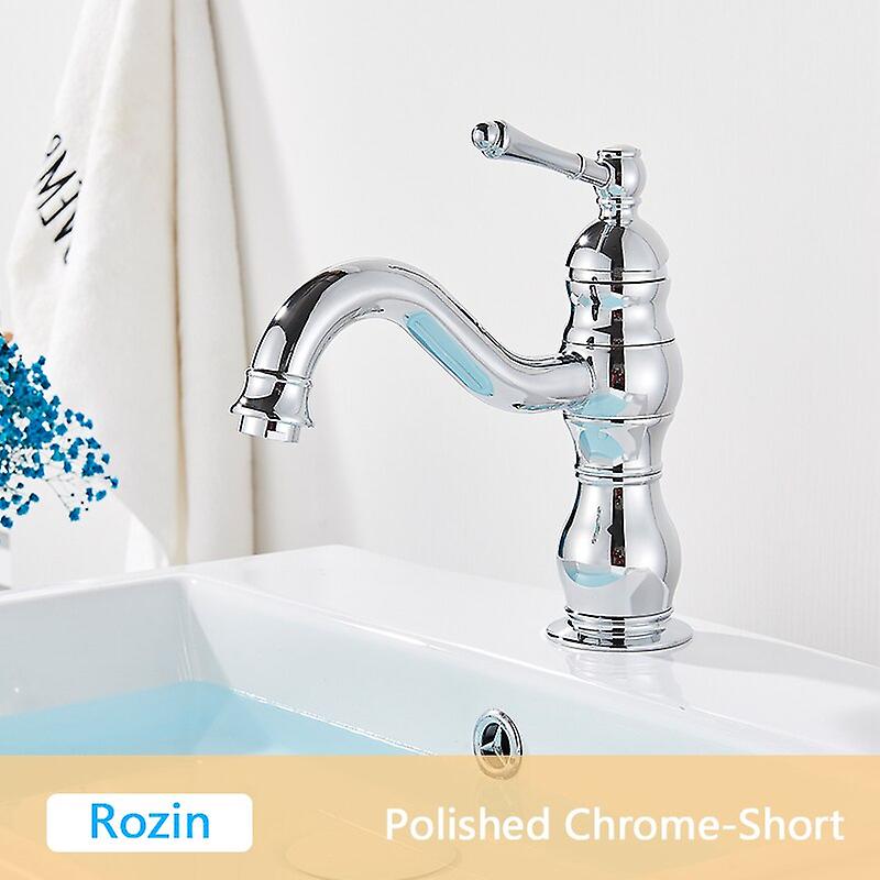 Rozin Antique Brass Basin Faucet 5 Colors Deck Mounted Single Handle Bathroom Crane Long Spout Lavatory Sink Hot Cold Mixer Tap