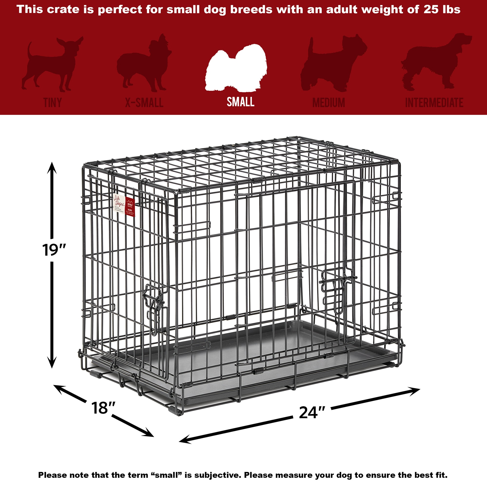 MIDWEST Lifestages Double Door Fold amp; Carry Crate for Dogs， 37