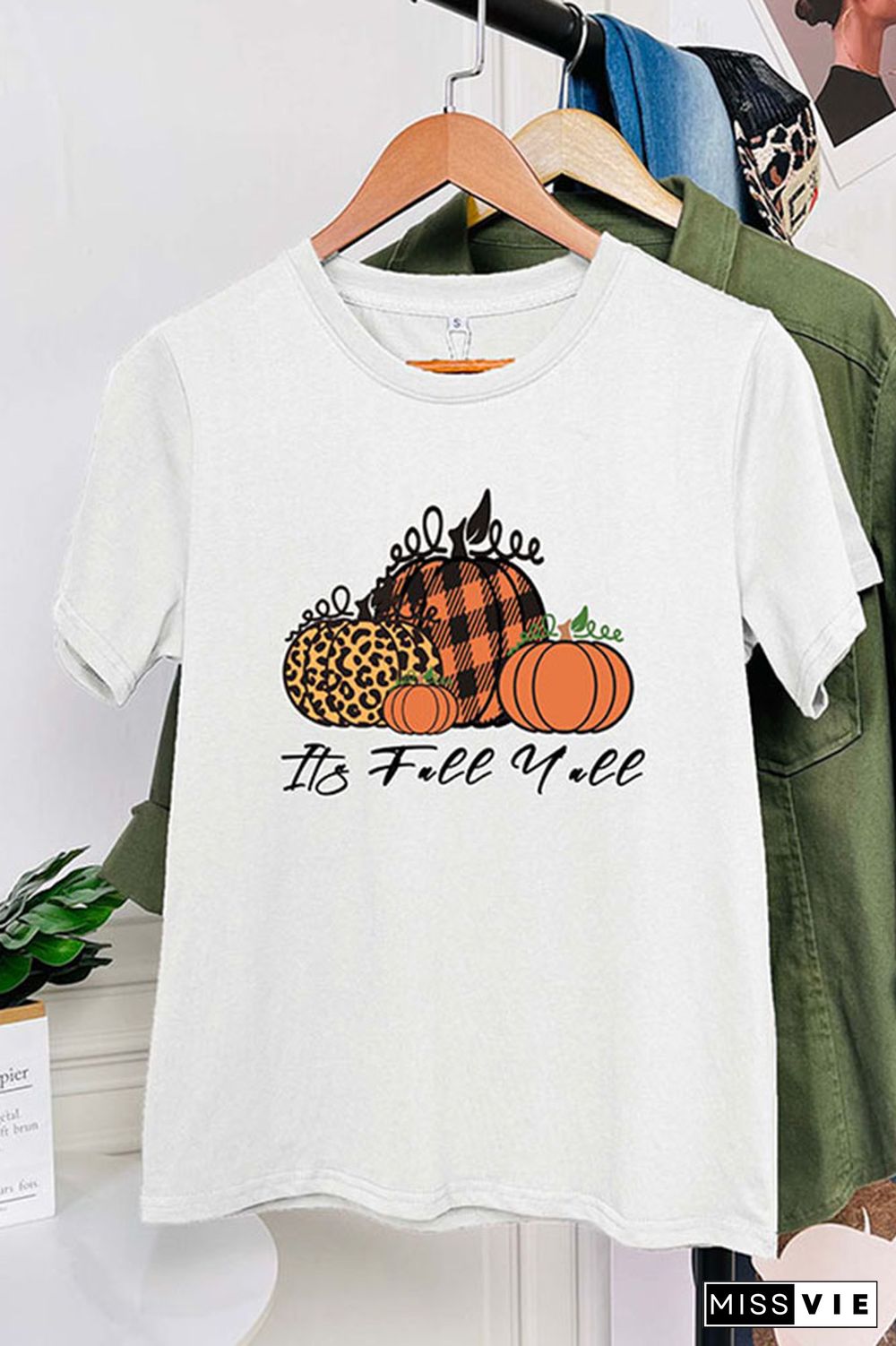 Pumpkin Fall Y'all Shirts Women Graphic Tees Wholesale