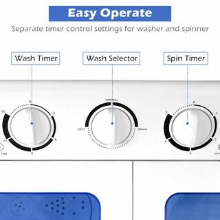 Gymax 1.6 cu. ft. Compact Portable Top Load Washer Machine Twin Tub 20 lbs. Washer Spinner Home Dorm in White GYM06034