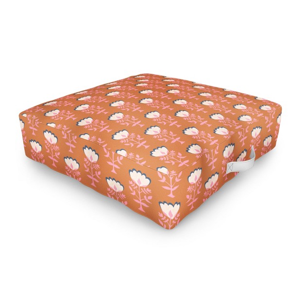 Schatzi Brown Norr Flower Orange Outdoor Floor Cushion Deny Designs