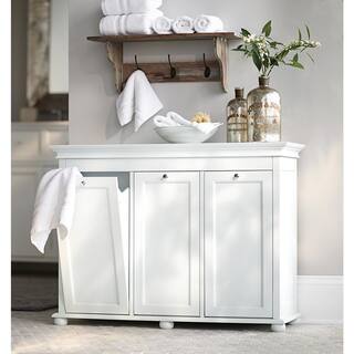 Home Decorators Collection Hampton Harbor 37 in. Triple Tilt-Out Hamper in White BF-20939-WH