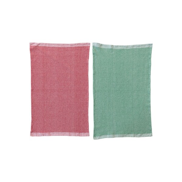 Stonewashed Cotton Waffle Weave Tea Towel，Set of 2