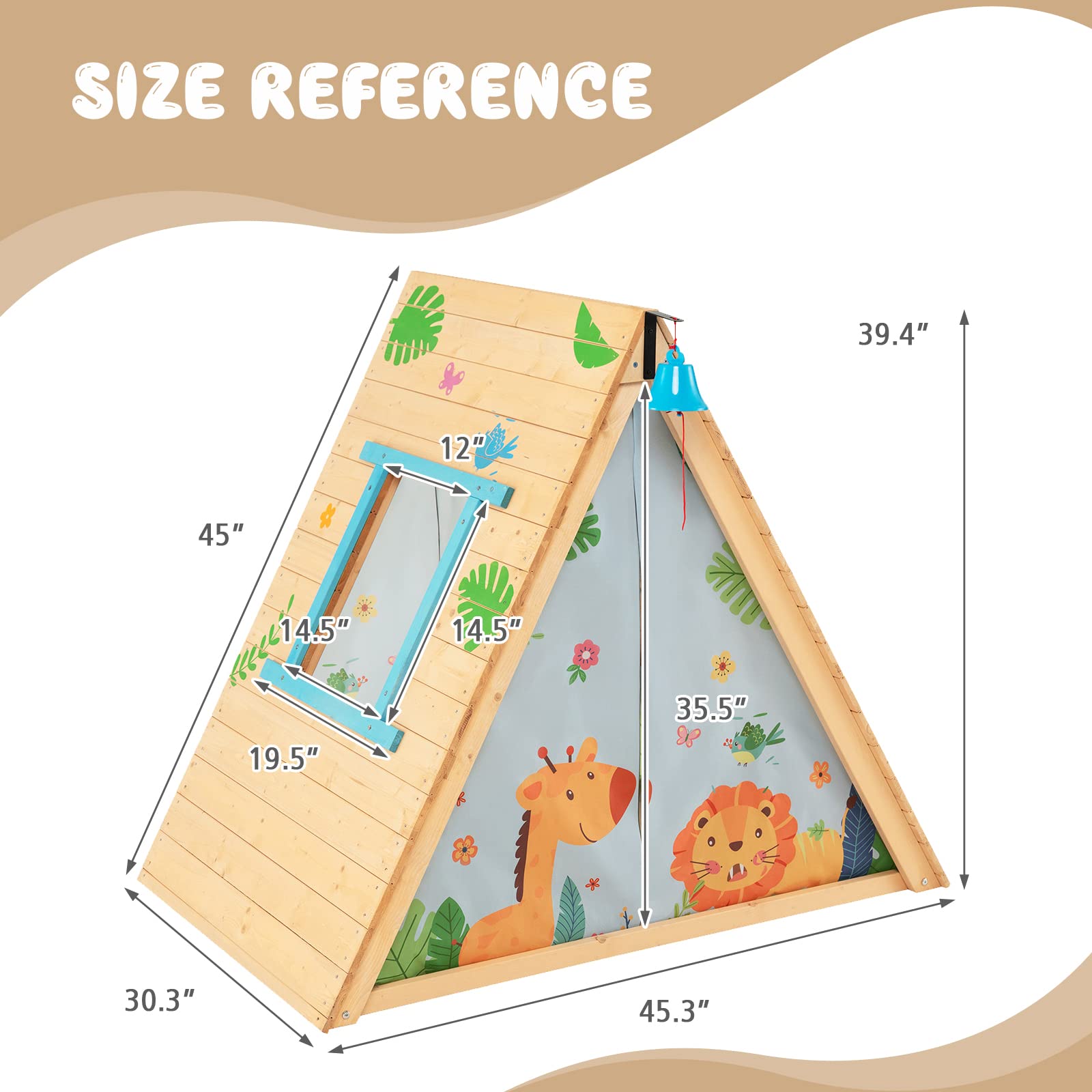 Costzon Climbing Toys for Toddlers, Montessori Wooden Triangle Climber Play Tent