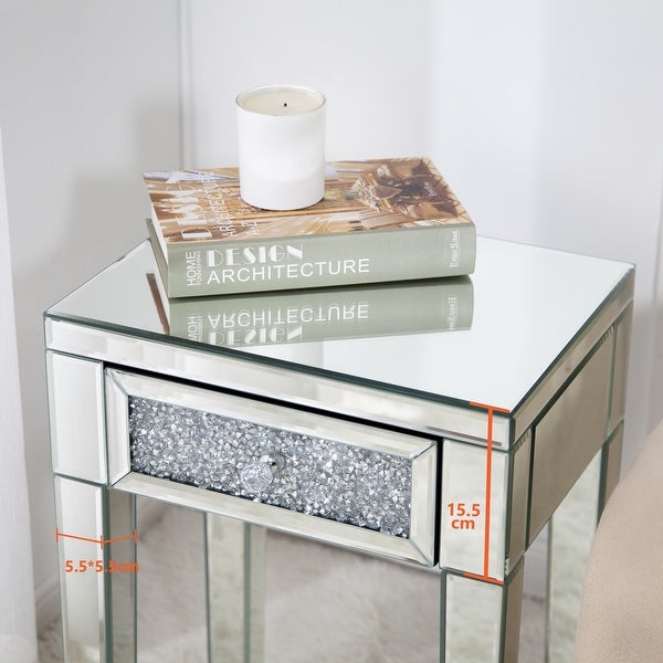 23.2'' Tall Mirrored Accent Table with 1 Drawer