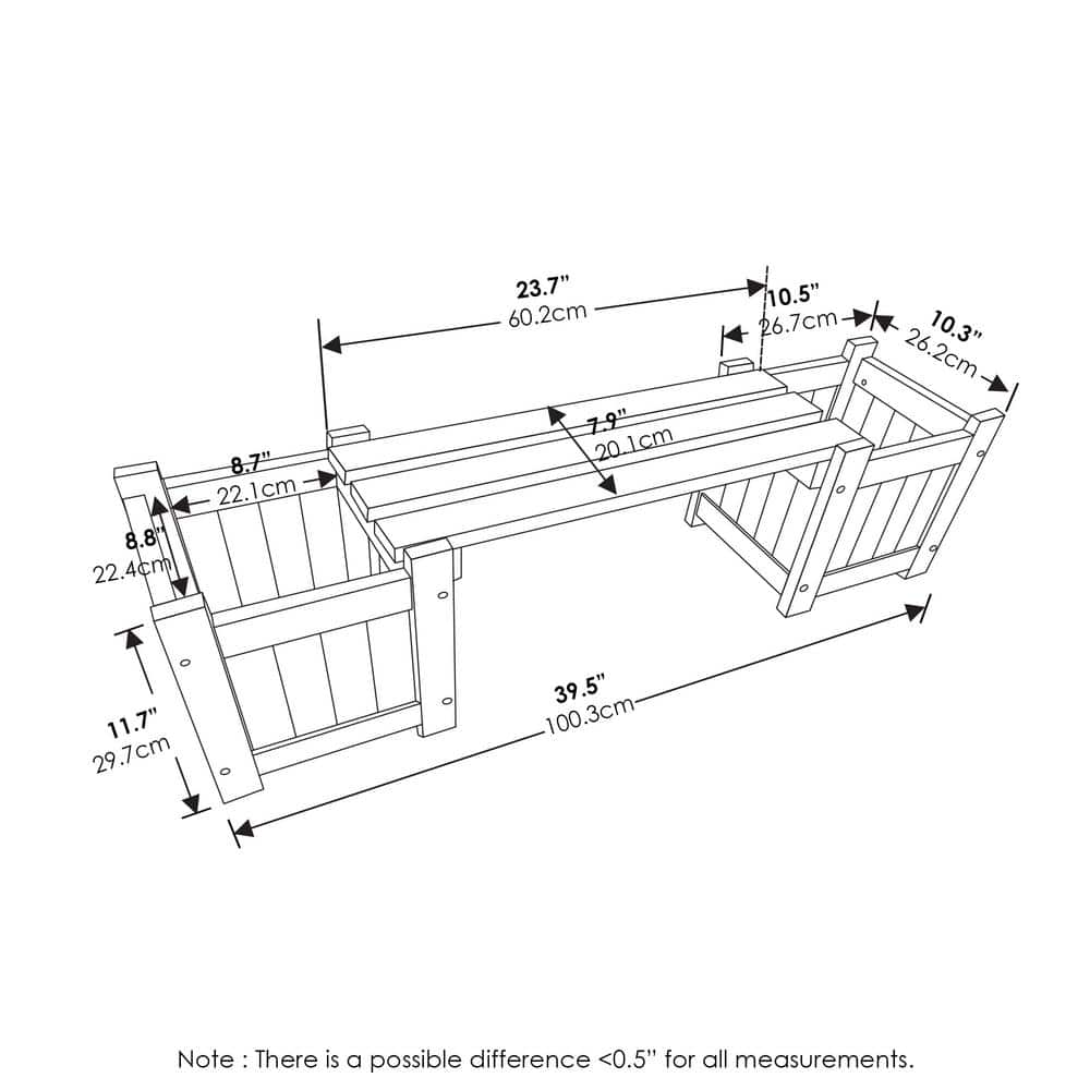 Furinno Tioman Meranti Hardwood Mini Planter Box with Seater FG20464