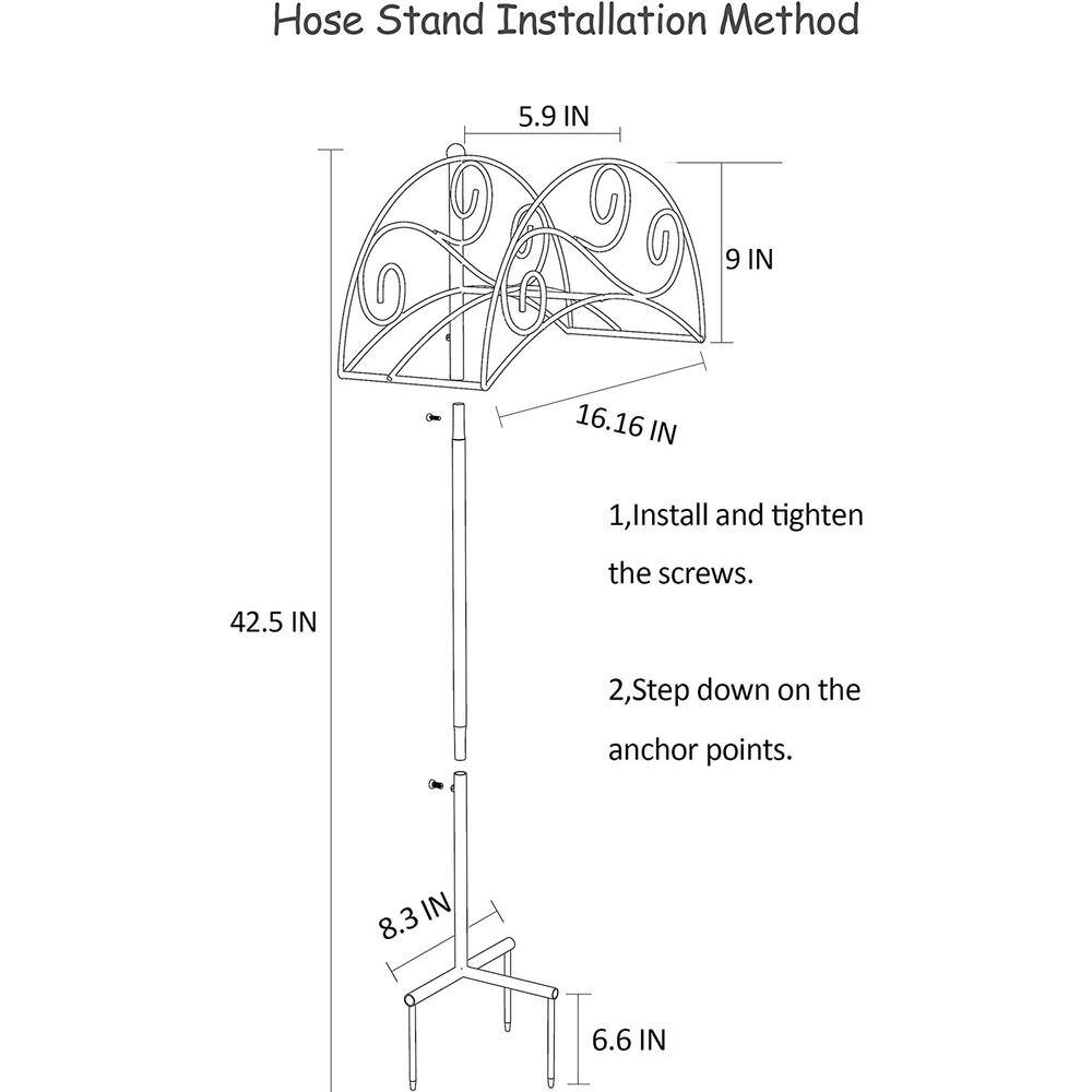 Cubilan Garden Water Hose Holder Detachable Metal Hose Rack Stand Heavy-Duty Hose Storage Hanger Organizer for Outside Black B07VV9RLWQ