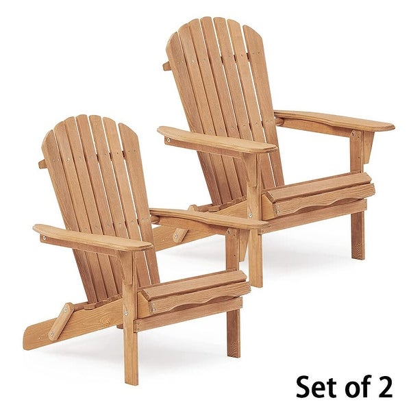 Wood Folding Adirondack Chair Set of 2， Lounge Chair for Outdoor - 31