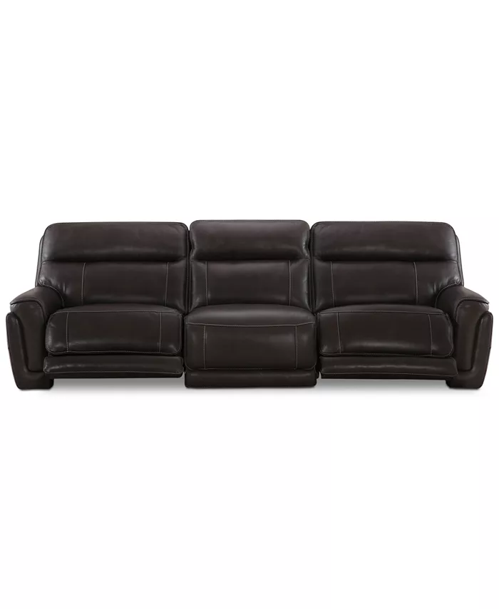 Furniture CLOSEOUT! Summerbridge 3-Pc. Leather Sectional Sofa with 2 Power Reclining Chairs Power Headrests and USB Power Outlet