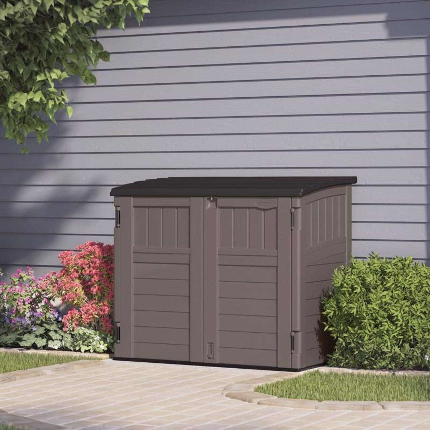 Suncast 4 ft. x 2 ft. Resin Horizontal Pent Storage Shed with Floor Kit