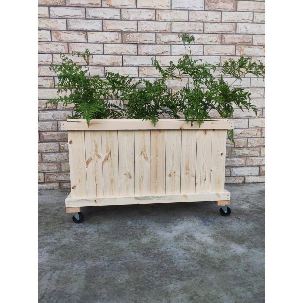 Ejoy 45 in. x 25 in. x 14 in. Solid Wood Mobile Planter Barrier WoodPlanter_45x25x14