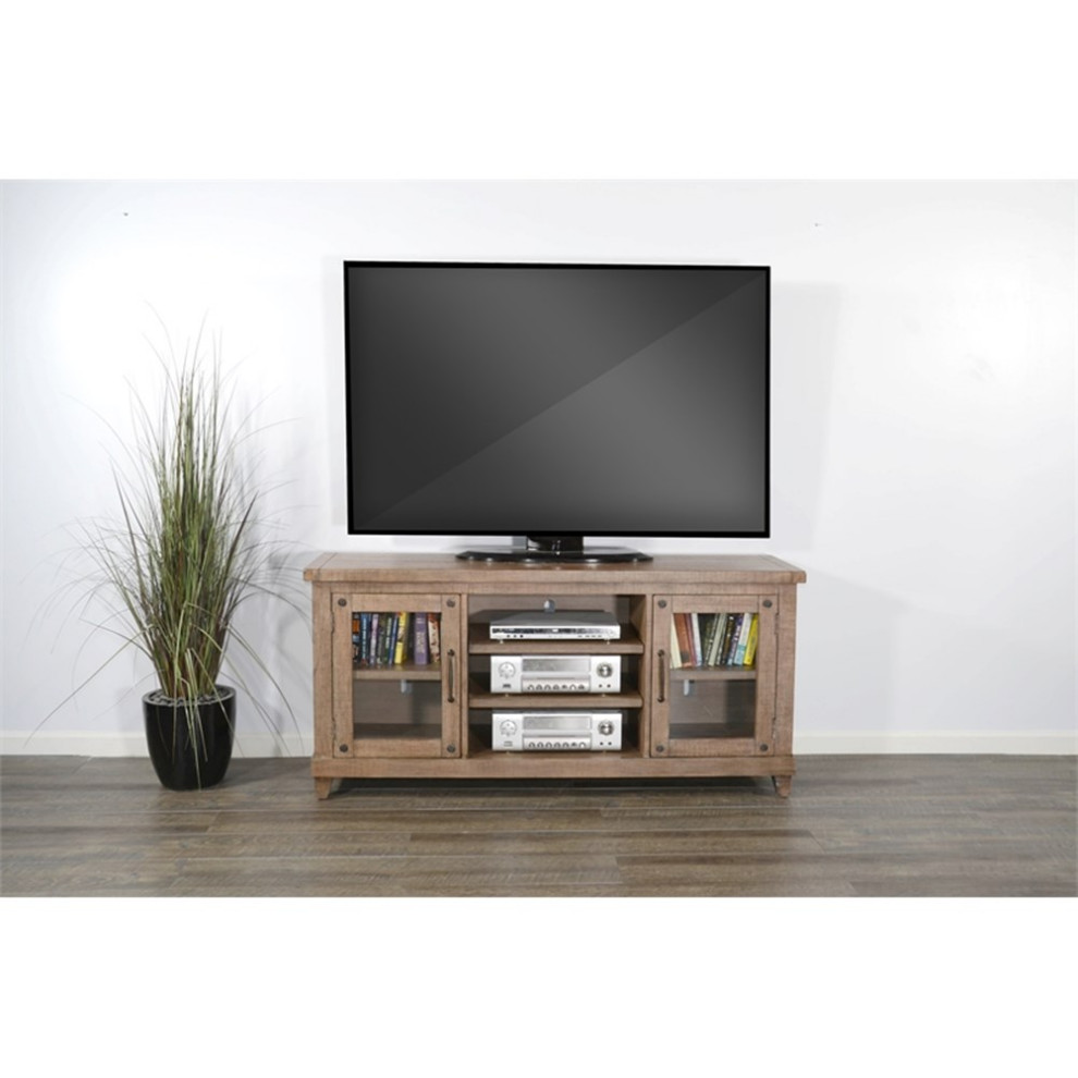 Sunny Designs Vivian 64 quotTraditional Mahogany Media Console in Raisin/Brown   Rustic   Entertainment Centers And Tv Stands   by Homesquare  Houzz