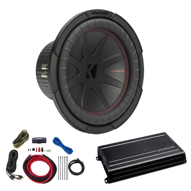 Kicker 10 Inch Comp R Woofer 48cwr102 Package Compatible With Acs 1000d Amplifier And Wire Kit