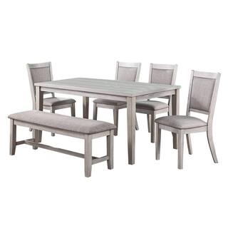 Venetian Worldwide 6-Piece 60 In. Length Light Gray Dining Set with Bench VP-F2606