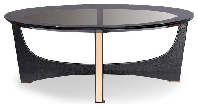 Vassilis Modern Black Crocodile and Rosegold Coffee Table   Modern   Coffee Tables   by Virgil Stanis Design  Houzz