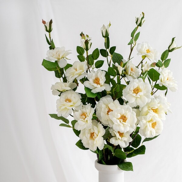 White Silk Decorative Artificial Rose Faux Flowers