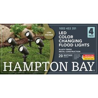 Hampton Bay 4.5-Watt Millennium Black Adjustable Light Color Outdoor Integrated LED Landscape Flood Light (4-Pack) IWH1501LS-6-4PK