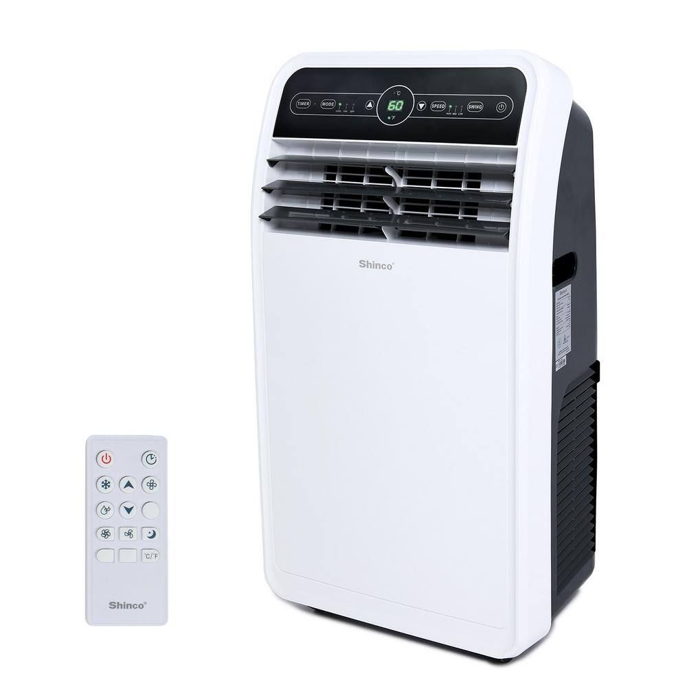 Shinco 12000 BTU (7800 BTU DOE) Portable Air Conditioner Cools 400 sq.ft. with Dehumidifier with Remote in White 3 Speeds JSXKRY23061603