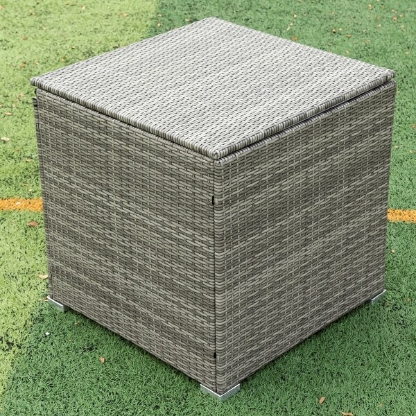 4 Piece Patio Sectional Wicker Rattan Outdoor Furniture Sofa Set with Storage Box